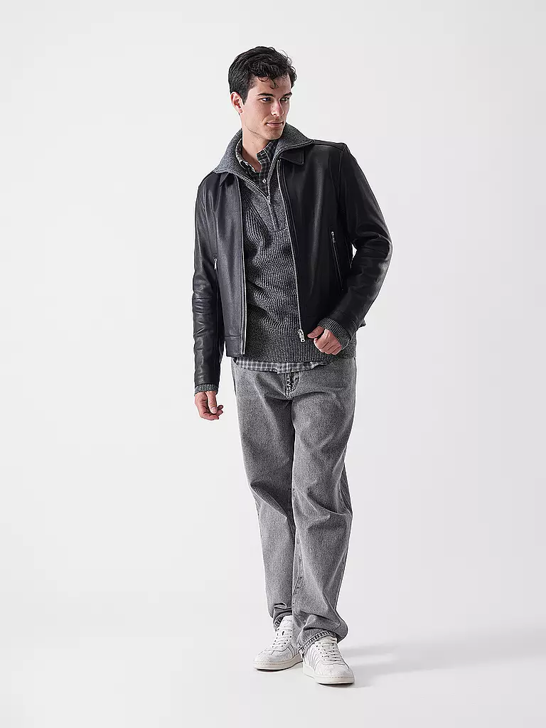 BOSS | Veste en cuir H-MAPSON4 | schwarz
