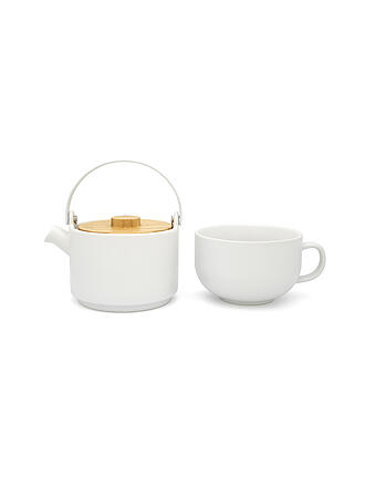 BREDEMEIJER | Tea for one Umea avec couvercle en bambou 0,5l Blanc