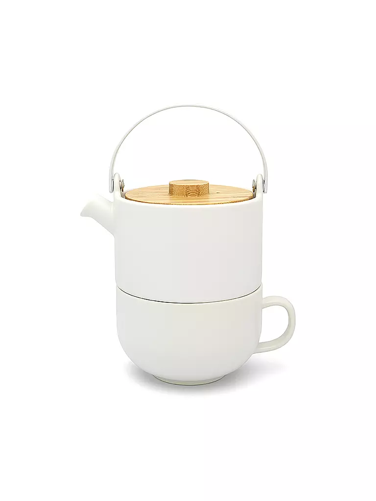 BREDEMEIJER | Tea for one Umea avec couvercle en bambou 0,5l Blanc | weiss