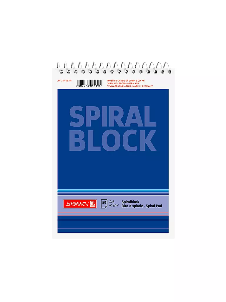 BRUNNEN VERLAG | Brunnen Bloc-notes spirale A6 50 feuilles | Aucune couleur