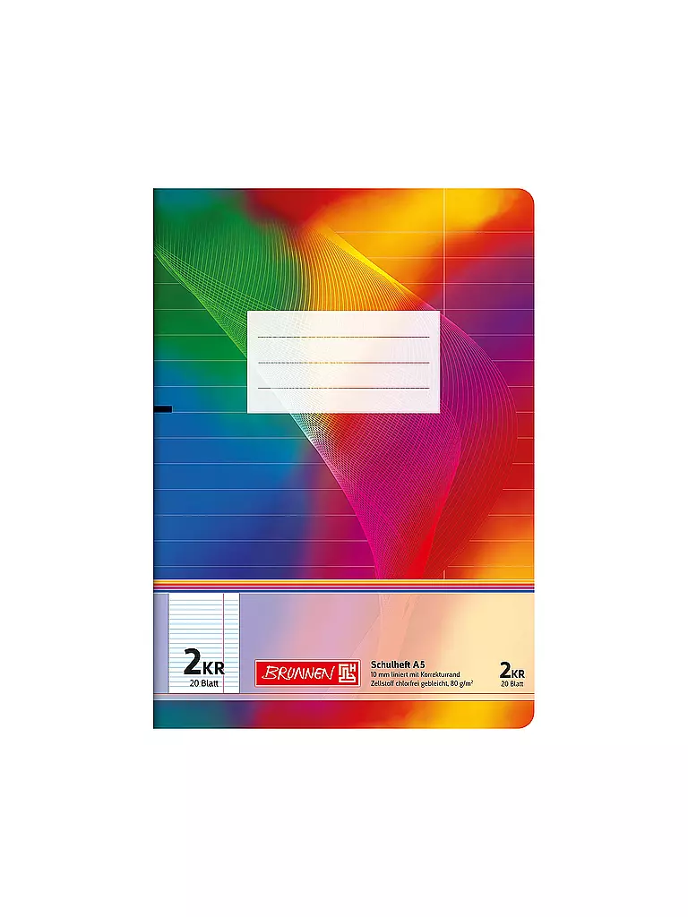 BRUNNEN VERLAG | Cahier A5 Ligné 10 mm 20 feuilles | Aucune couleur