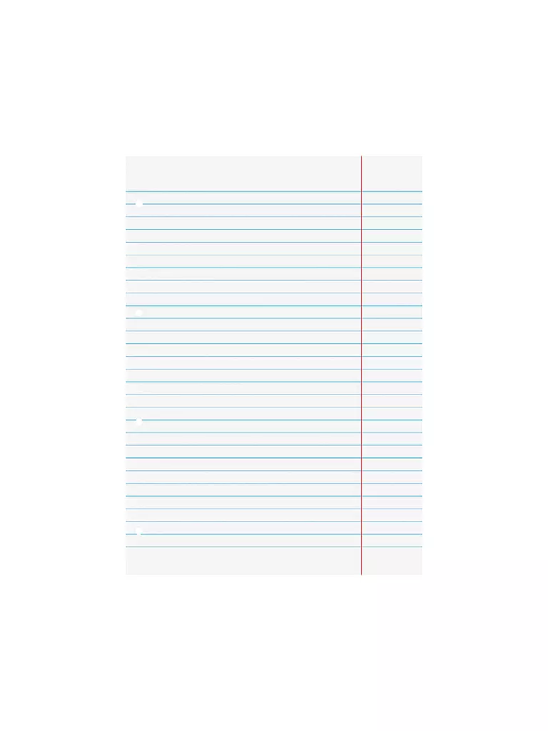 BRUNNEN VERLAG | Recharges pour classeur à anneaux - 50 feuilles lignées avec marge de correction | Aucune couleur