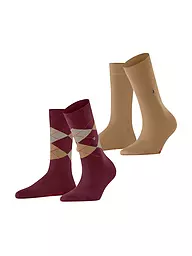 BURLINGTON | Chaussettes femme EVERYDAY, lot de 2 paires, 36-41 marine | Rouge foncé