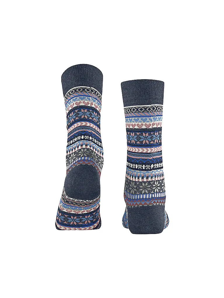 BURLINGTON | Chaussettes femme FAIR ISLE DELIGHT 36-41 bleu foncé chiné. | 
