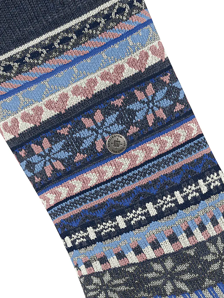 BURLINGTON | Chaussettes femme FAIR ISLE DELIGHT 36-41 bleu foncé chiné. | 