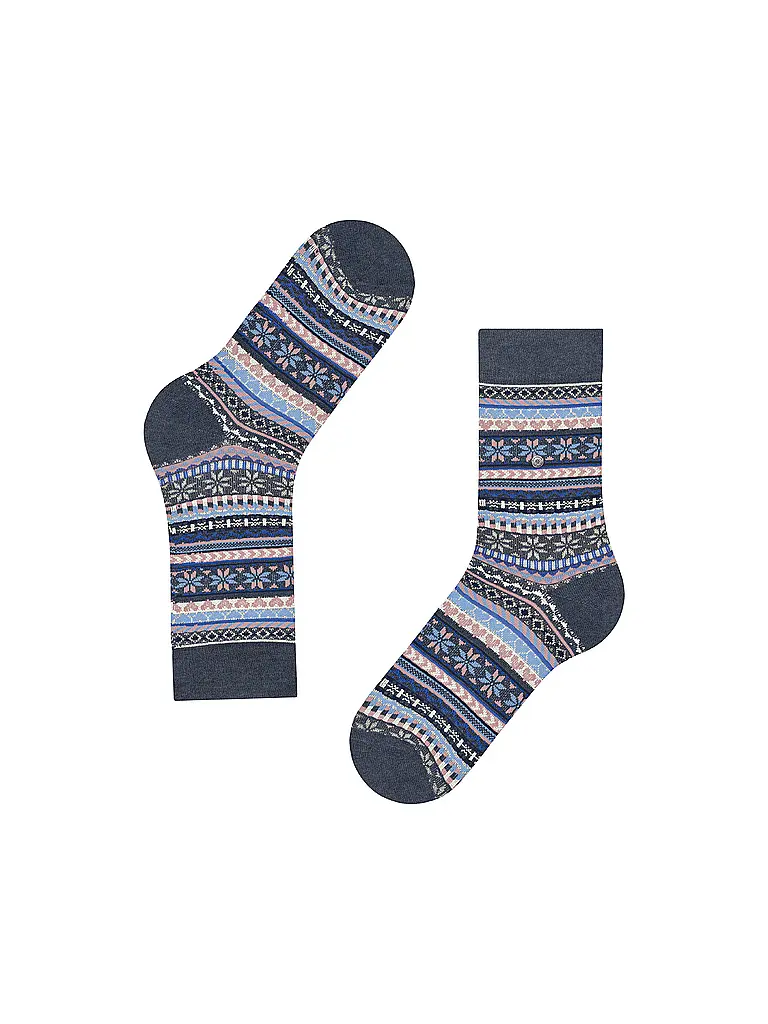 BURLINGTON | Chaussettes femme FAIR ISLE DELIGHT 36-41 bleu foncé chiné. | 