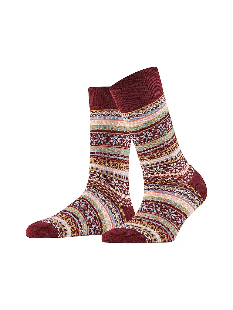 BURLINGTON | Chaussettes femme FAIR ISLE DELIGHT 36-41 claret | dunkelrot