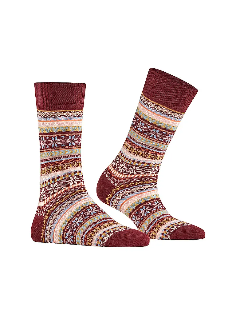 BURLINGTON | Chaussettes femme FAIR ISLE DELIGHT 36-41 claret | dunkelrot