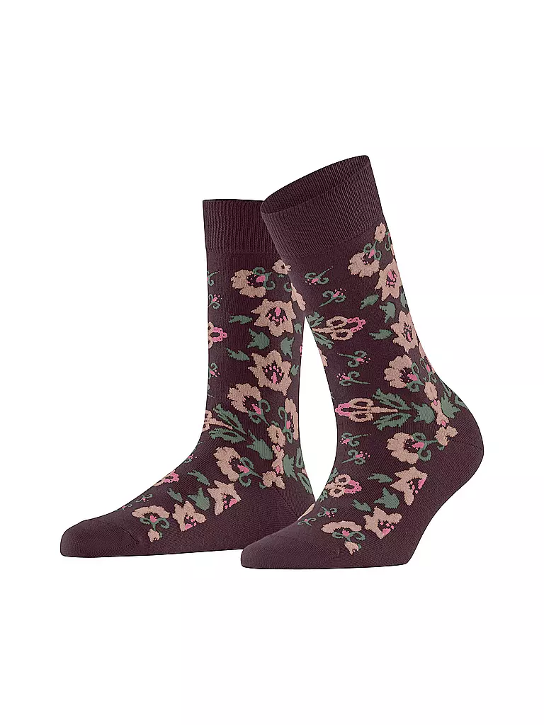 BURLINGTON | Chaussettes femme VELVET BLOOMS 36-41 barolo | dunkelrot