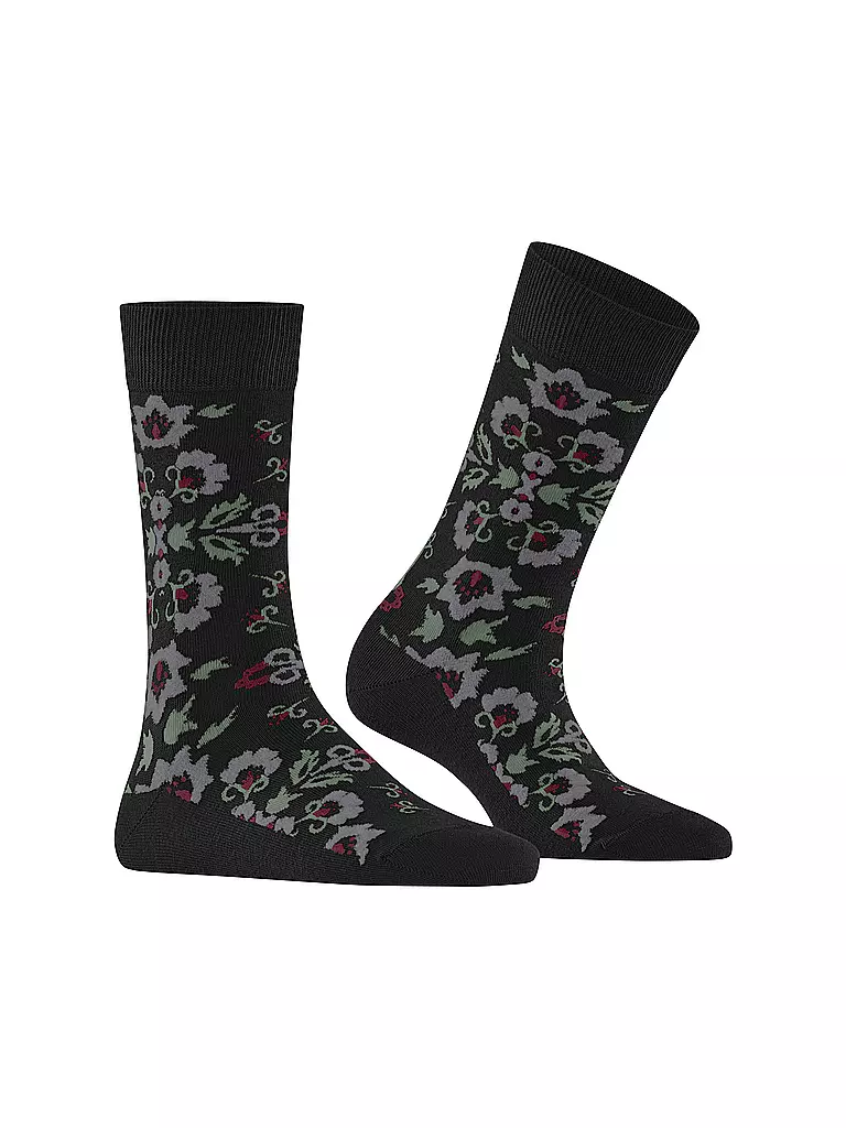 BURLINGTON | Chaussettes femme VELVET BLOOMS 36-41 noir | schwarz