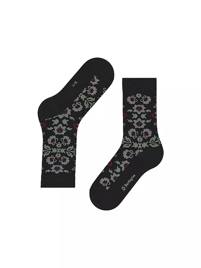 BURLINGTON | Chaussettes femme VELVET BLOOMS 36-41 noir | schwarz