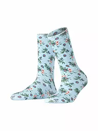 BURLINGTON | Chaussettes FLORAL ROMANCE 36-41 rose poudré | Bleu clair
