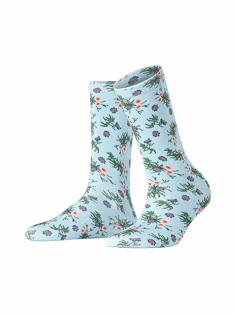 BURLINGTON | Chaussettes FLORAL ROMANCE 36-41 bleu clair | hellblau