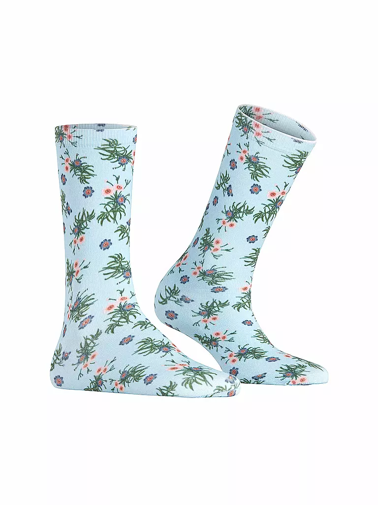 BURLINGTON | Chaussettes FLORAL ROMANCE 36-41 bleu clair | 