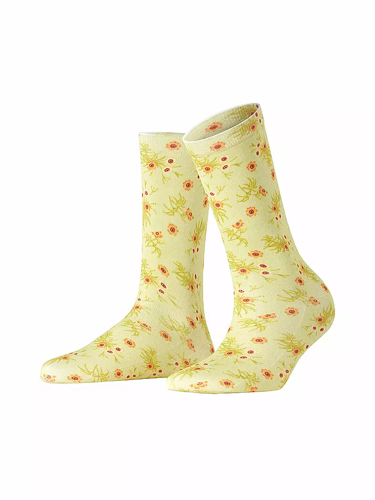 BURLINGTON | Chaussettes FLORAL ROMANCE 36-41 lemon | hellgrün