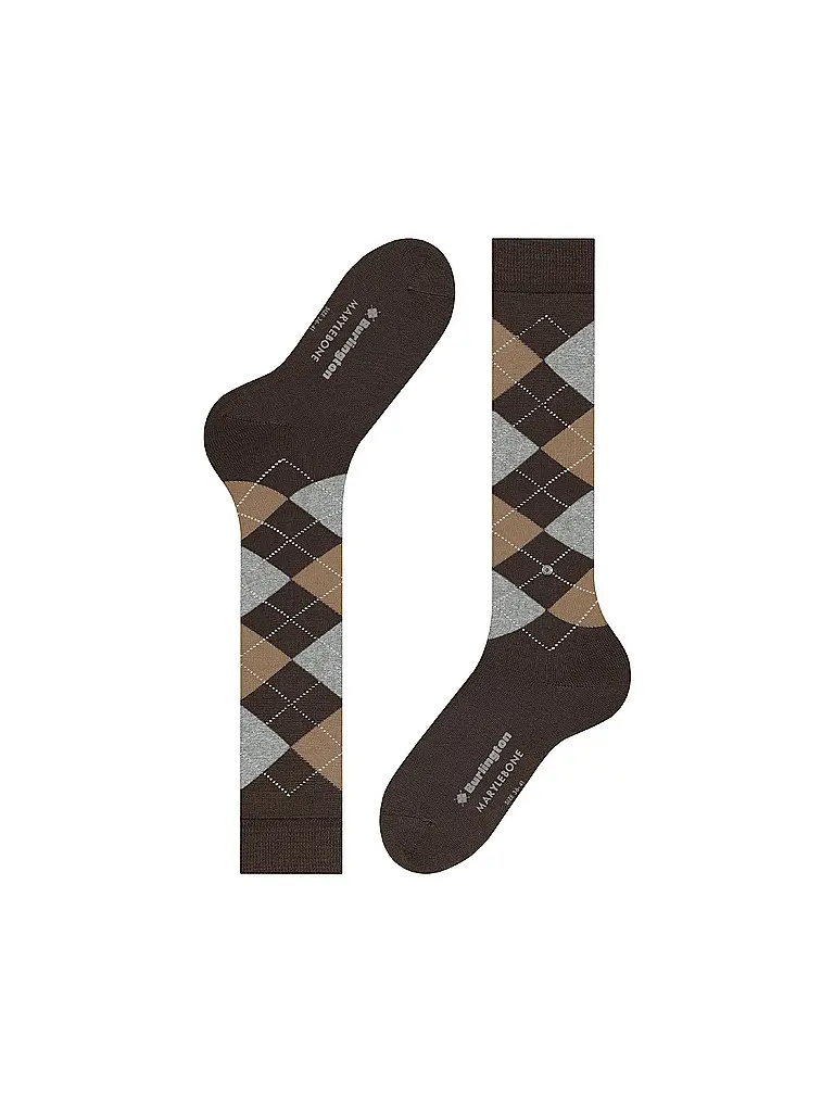 BURLINGTON | Chaussettes hautes femme MARYLEBONE marron foncé | 