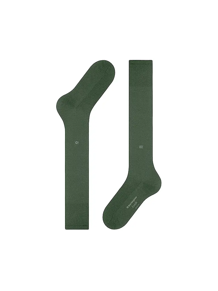 BURLINGTON | Chaussettes hautes pour hommes LEEDS 40-46 asparagus | Vert foncé