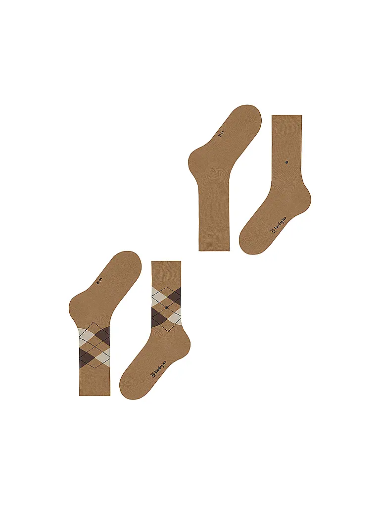 BURLINGTON | Chaussettes Homme EVERYDAY lot de 2 paires 40-46 brown sugar | 