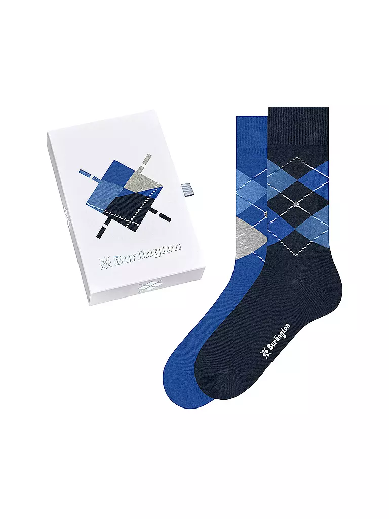BURLINGTON | Coffret cadeau de 2 paires de chaussettes pour hommes tailles 40-46 | Bleu