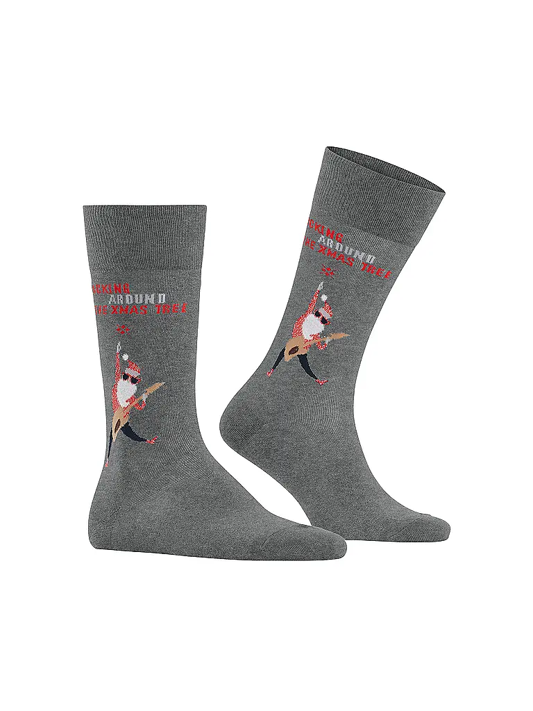 BURLINGTON | Nom du produit: Chaussettes Homme ROCKING X-MAS 40-46 light greymelange | Gris clair
