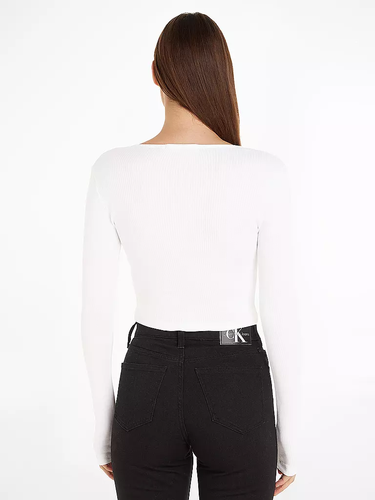 CALVIN KLEIN JEANS | Langarmshirt Cropped Fit | Blanc