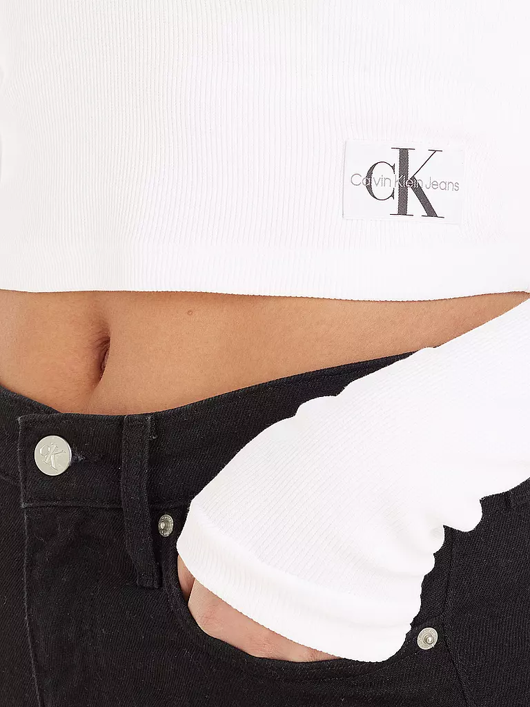 CALVIN KLEIN JEANS | Langarmshirt Cropped Fit | Blanc