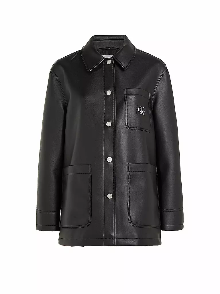CALVIN KLEIN JEANS | Overshirt in Lederoptik  | Noir