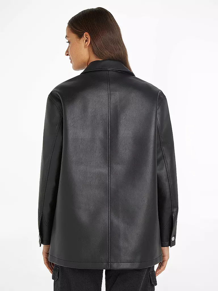 CALVIN KLEIN JEANS | Overshirt in Lederoptik  | Noir