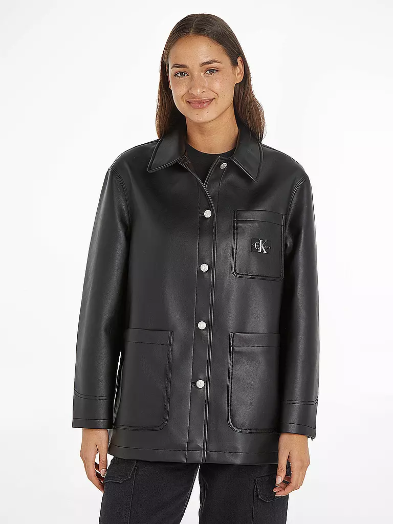 CALVIN KLEIN JEANS | Overshirt in Lederoptik  | Noir