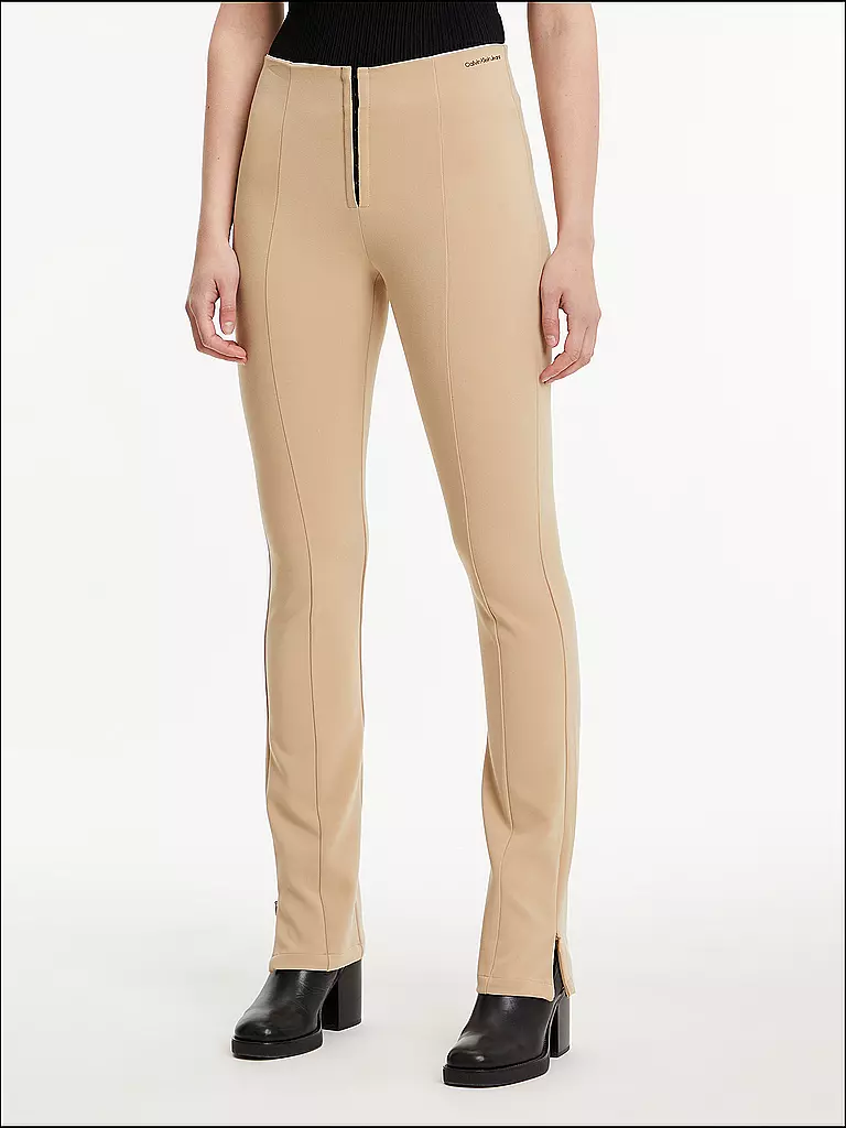 CALVIN KLEIN JEANS | Pantalon taille haute coupe slim | Beige
