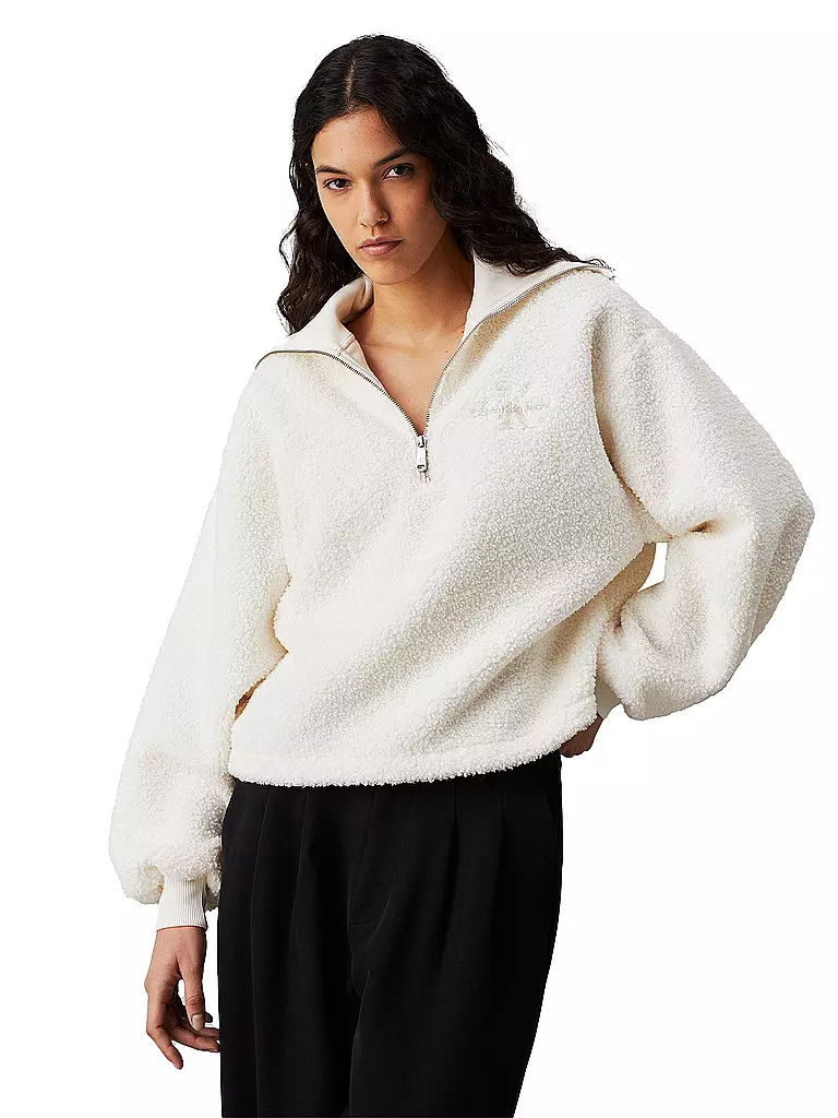 CALVIN KLEIN JEANS | Sweater in Felloptik | Crème