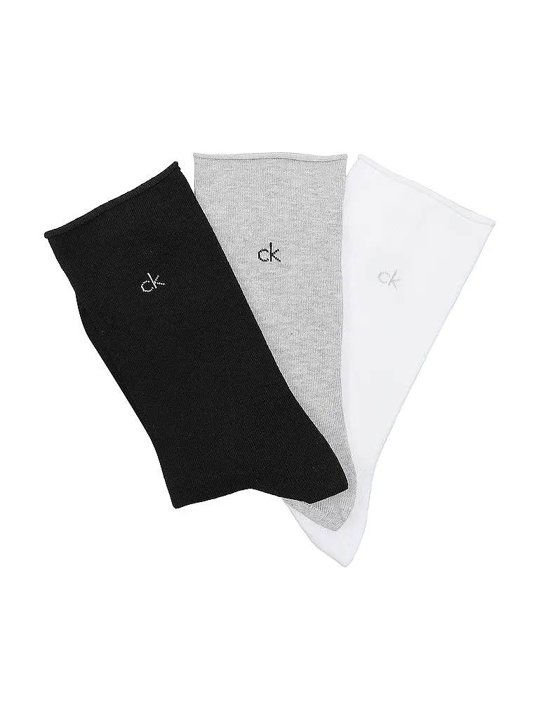 CALVIN KLEIN | Lot de 3 paires de chaussettes blanc / gris chiné / noir | Gris clair