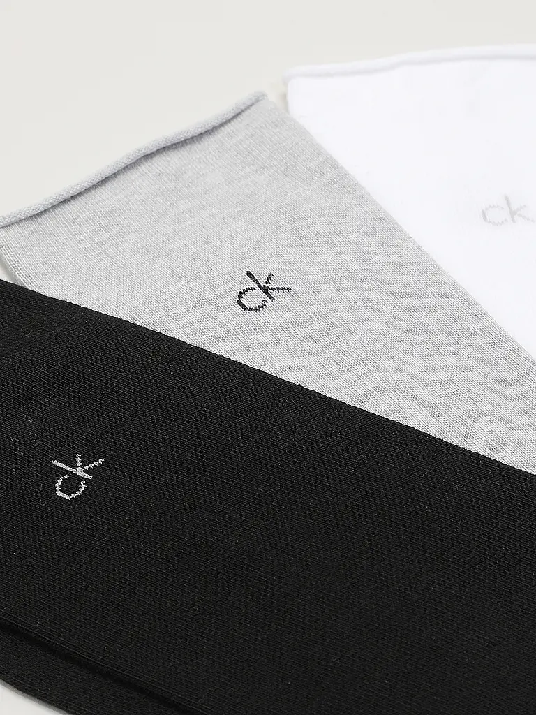 CALVIN KLEIN | Lot de 3 paires de chaussettes blanc / gris chiné / noir | Gris clair