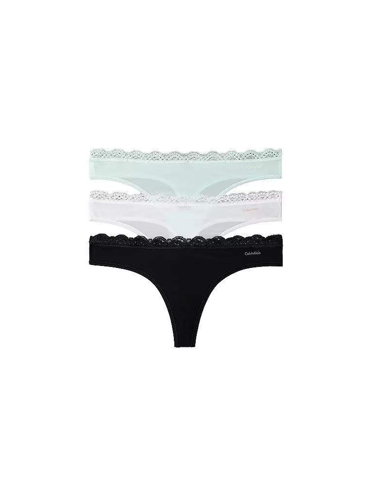 CALVIN KLEIN | Strings lot de 3 noir blanc jade clair de lune | Noir