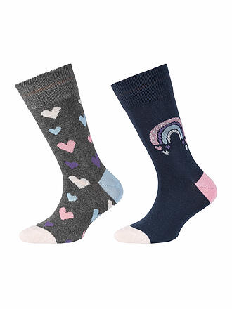 CAMANO | Chaussettes pour filles, lot de 2, gris foncé chiné