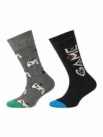 CAMANO | Chaussettes garçon, lot de 2, gris foncé chiné