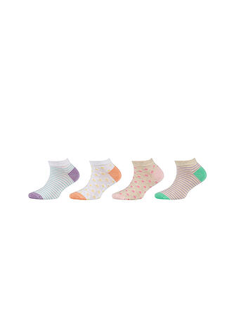 CAMANO | Chaussettes sneaker pour filles, paquet de 4, mélange de blanc