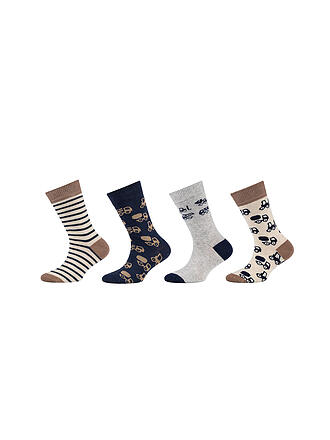 CAMANO | Chaussettes garçon lot de 4 écru chiné