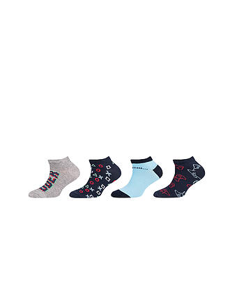 CAMANO | Chaussettes sneaker garçon, lot de 4, bleu saphir foncé