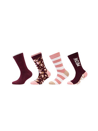 CAMANO | Chaussettes pour filles, lot de 4 bordeaux
