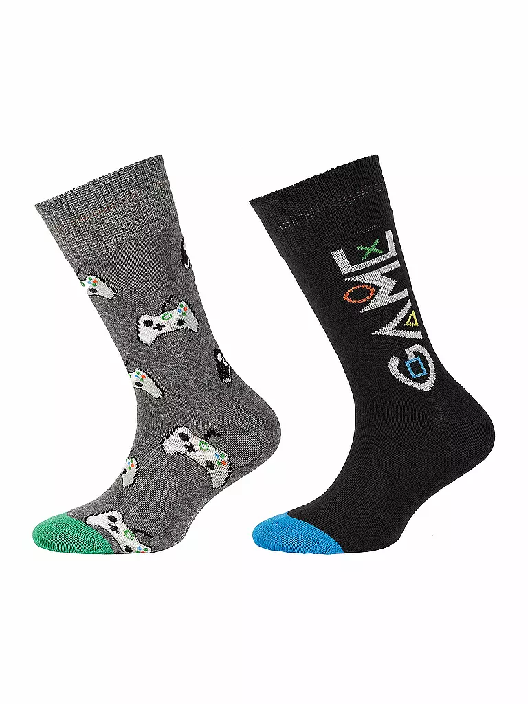 CAMANO | Chaussettes garçon, lot de 2, gris foncé chiné | grau