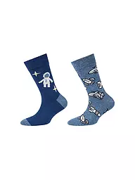 CAMANO | Chaussettes garçon lot de 2 denim chiné | Bleu