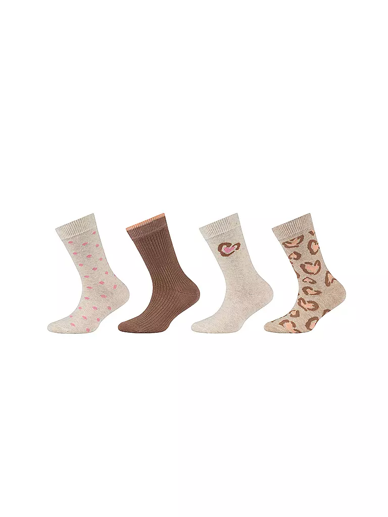 CAMANO | Chaussettes pour filles, lot de 4, blanc cassé chiné | beige