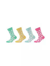 CAMANO | Chaussettes pour filles, lot de 4, blanc cassé chiné | Multicolore
