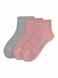 CAMANO | Chaussettes enfant lot de 3 bleu glacier chiné | Rose