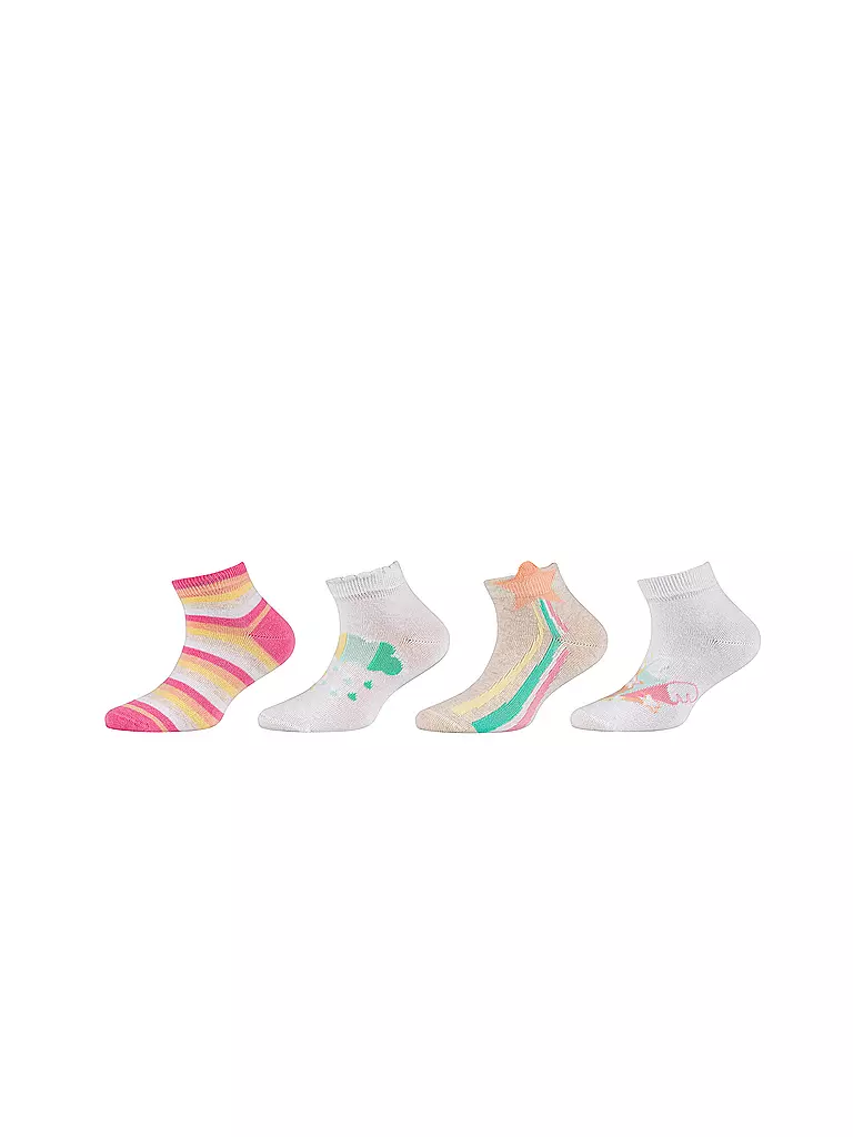 CAMANO | Chaussettes sneaker pour fille, lot de 4, mélange de blanc | creme