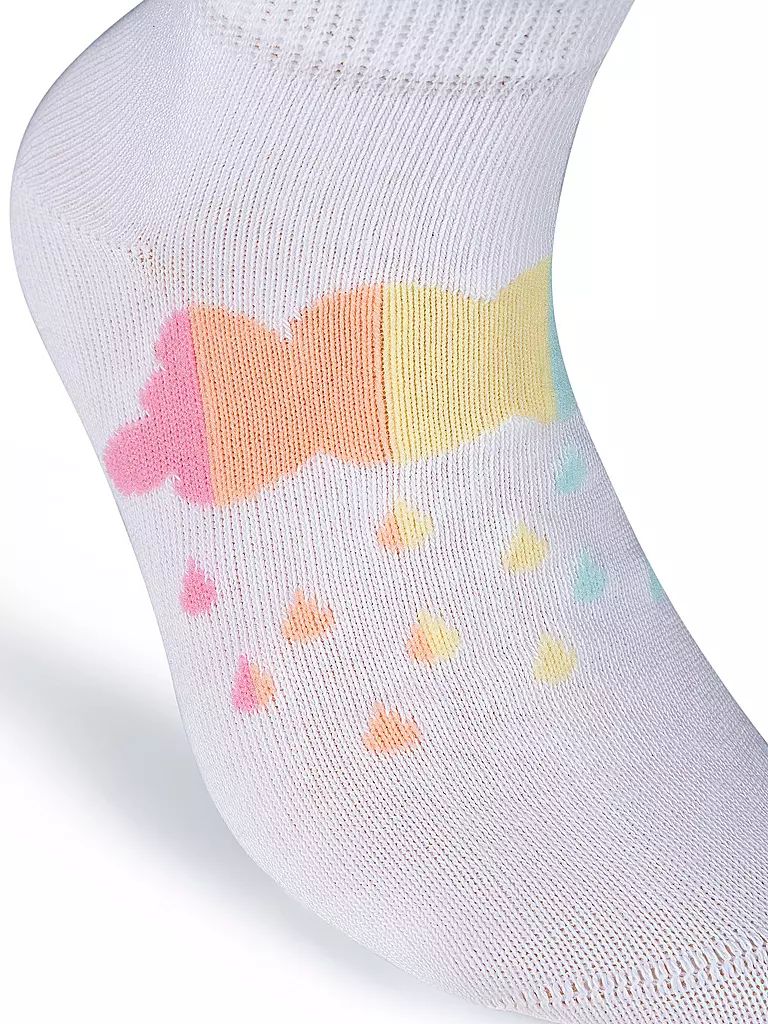 CAMANO | Chaussettes sneaker pour fille, lot de 4, mélange de blanc | 