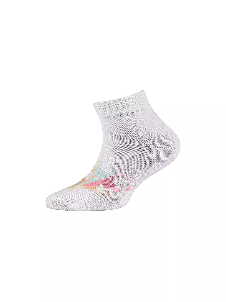 CAMANO | Chaussettes sneaker pour fille, lot de 4, mélange de blanc | 