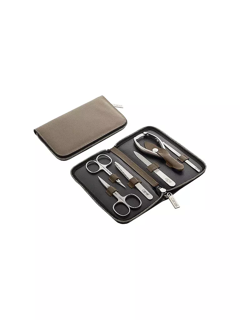 CANAL | Étui zippé en cuir fendu 6 pièces (Beige) 5375 | beige