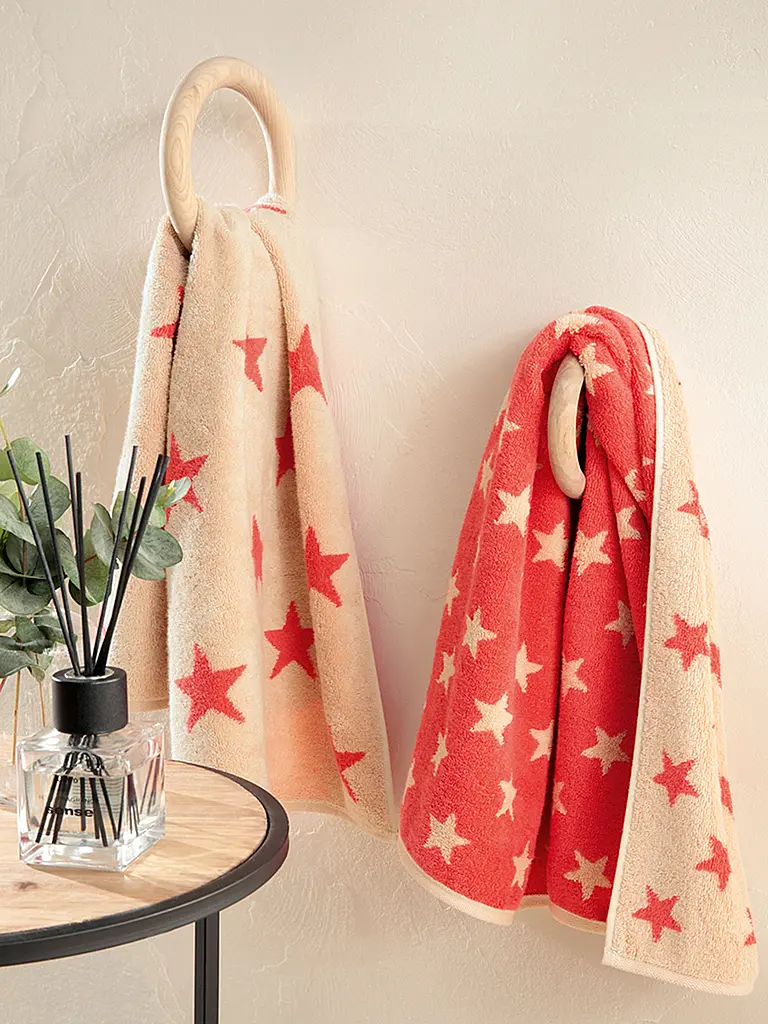 CAWÖ | Serviette d'invité NEW STAR 30x50cm Beige/Rose | rot